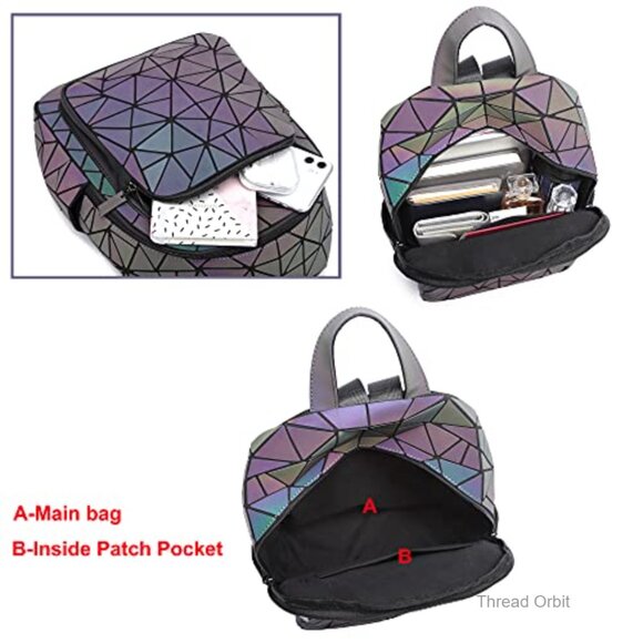 Large Capacity Holographic Reflective Luminous Backpack Daypack for Women main image 4